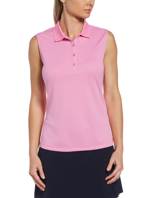 Womens Solid Knit Polo-Polos-Pink Sunset-S-Callaway