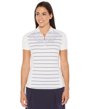 Womens Opti-Vent Engineered Stripe Polo Polos Bright White / M