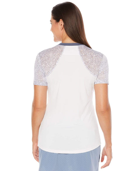 Womens Opti-Vent Muted Floral V-Neck Polos