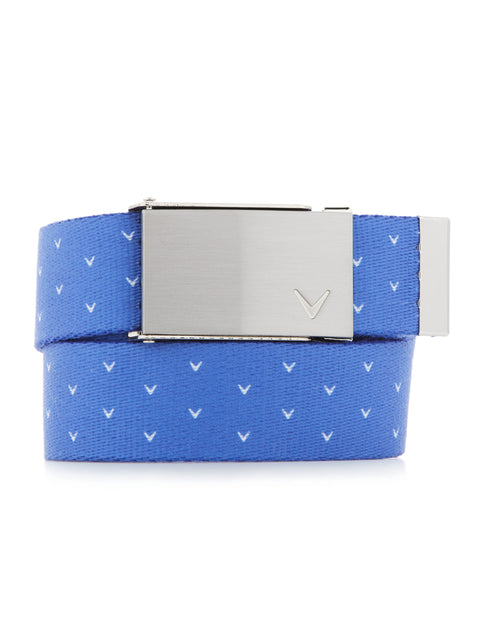 Womens Plus Chev Print Web Belt-Belts-Amparo Blue-OS-Callaway