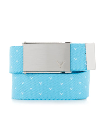 Womens Plus Chev Print Web Belt-Belts-River Blue-OS-Callaway