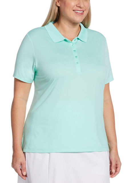 Womens Plus Micro Hex Polo Polos Beach Glass / 2X