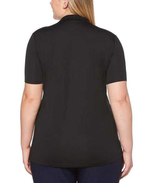 Womens Plus Micro Hex Polo Polos Caviar / 3X