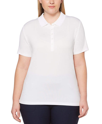 Womens Plus Micro Hex Polo Polos Bright White / 2X