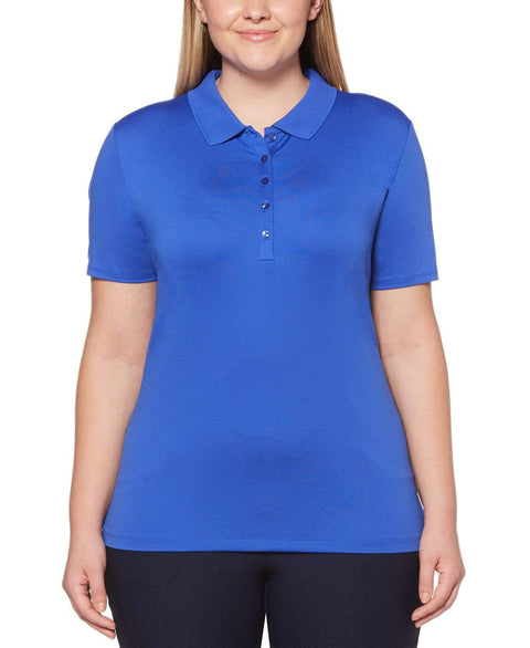 Womens Plus Micro Hex Polo Polos Dazzling Blue / 1X