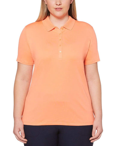 Womens Plus Micro Hex Polo Polos Fusion Coral / 1X