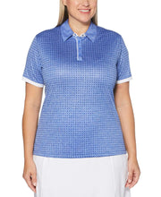 Womens Plus Mini Geo Print Polo Polos Amparo Blue Heather / 2X