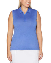 Womens Plus Sleeveless 1/4 Zip Heather Polo Polos Amparo Blue Heather / 1X