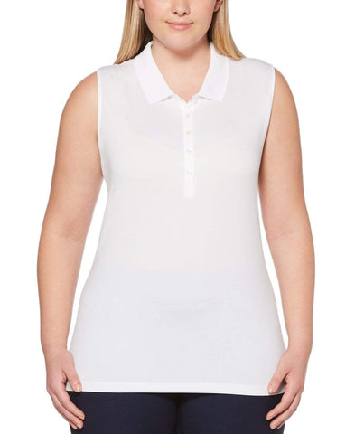 Womens Plus Sleeveless Opti-Dri Micro Hex Polo