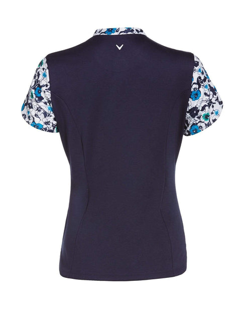 Womens Retro Floral Print Polo-Polos-Callaway Apparel