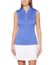 Womens Sleeveless 1/4 Zip Heather Polo Polos Amparo Blue Heather / XS