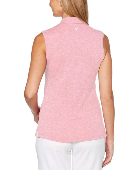 Womens Sleeveless 1/4 Zip Heather Polo Polos