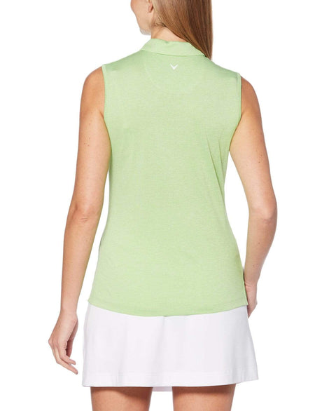 Womens Sleeveless 1/4 Zip Heather Polo Polos