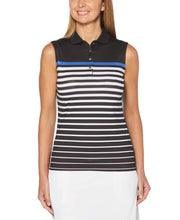 Womens Sleeveless Stripe Polo Polos Caviar / M