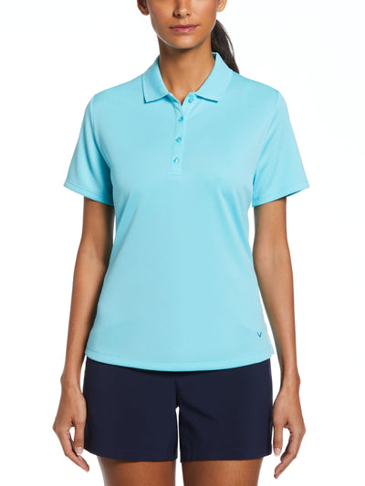 Womens Solid Swing Tech Polo (Santorini Blue) 