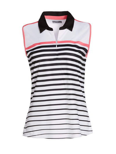 Womens Stripe Front Polo-Polos-Brilliant White-XS-Callaway Apparel