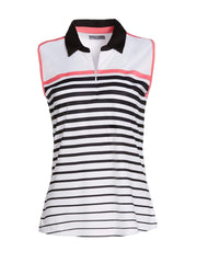 Womens Stripe Front Polo-Polos-Brilliant White-XL-Callaway