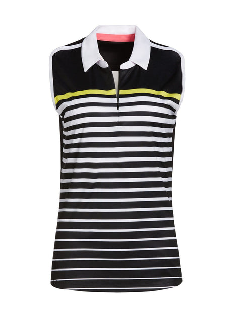 Womens Stripe Front Polo-Polos-Green Sheen-M-Callaway