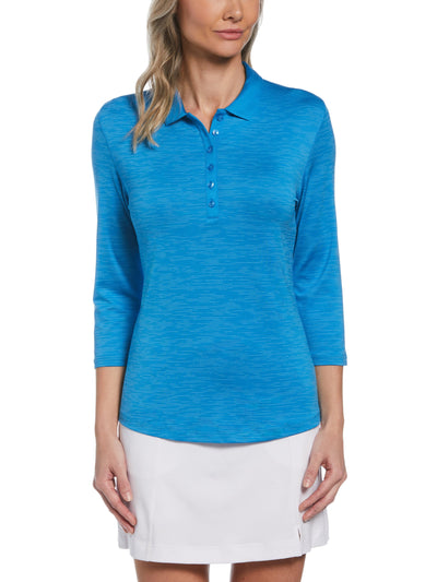 Womens Swing Tech™ 3/4 Sleeve Space Dye Golf Polo-Polos-Ibiza Blue-XXL-Callaway