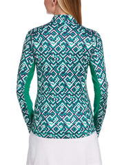 Womens Swing Tech Geo Print Sun Shirt-Polos-Peacoat-L-Callaway