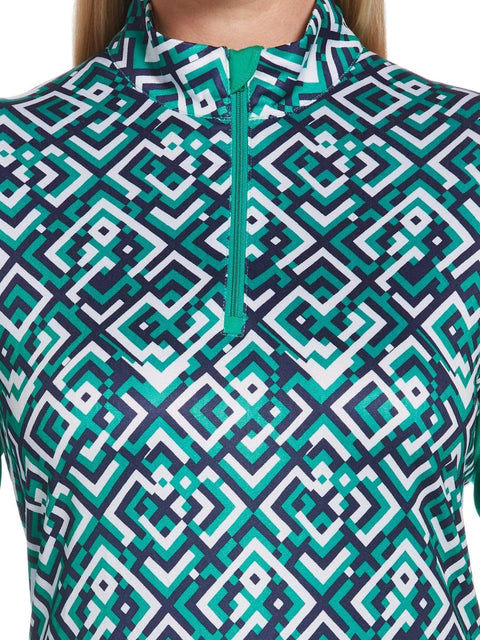 Womens Swing Tech Geo Print Sun Shirt-Polos-Peacoat-L-Callaway