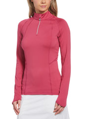 Womens Swing Tech Sun Protection 1/4 Zip Golf Shirt-Jackets-Cactus Flower-S-Callaway