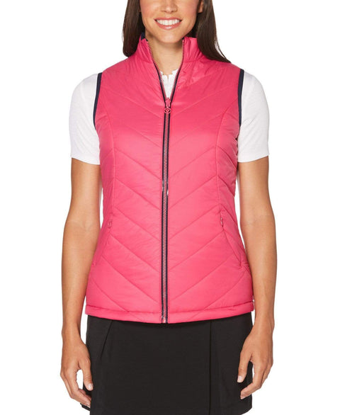 Womens Thermal Quilted Reversible Vest Jackets Magenta / XXL