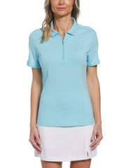 Womens Tonal Heather Quarter Zip Golf Polo-Polos-Lt Santorini Blue Htr-S-Callaway