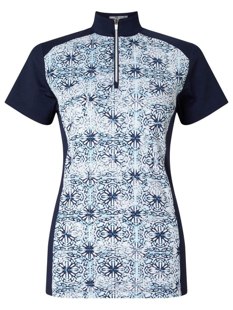 Womens Ventilated Kaleidoscope Mock Polo Polos