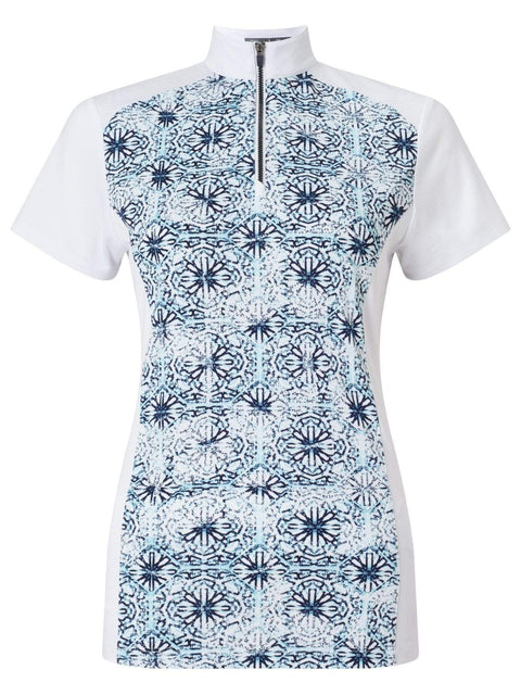 Womens Ventilated Kaleidoscope Mock Polo Polos