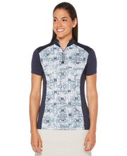 Womens Ventilated Kaleidoscope Mock Polo Polos Peacoat / M