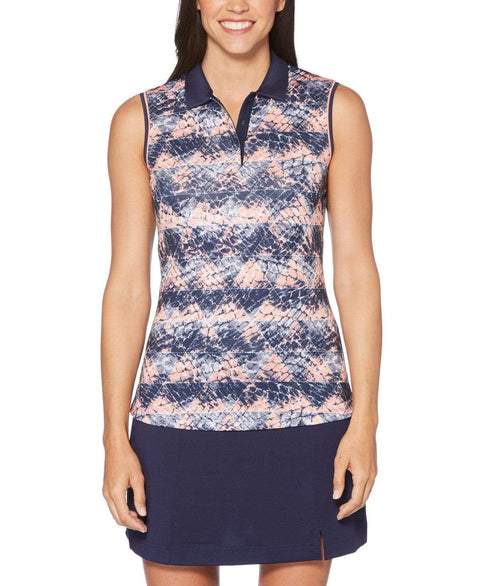 Womens Ventilated Trilogy Print Polo Polos Peacoat / L